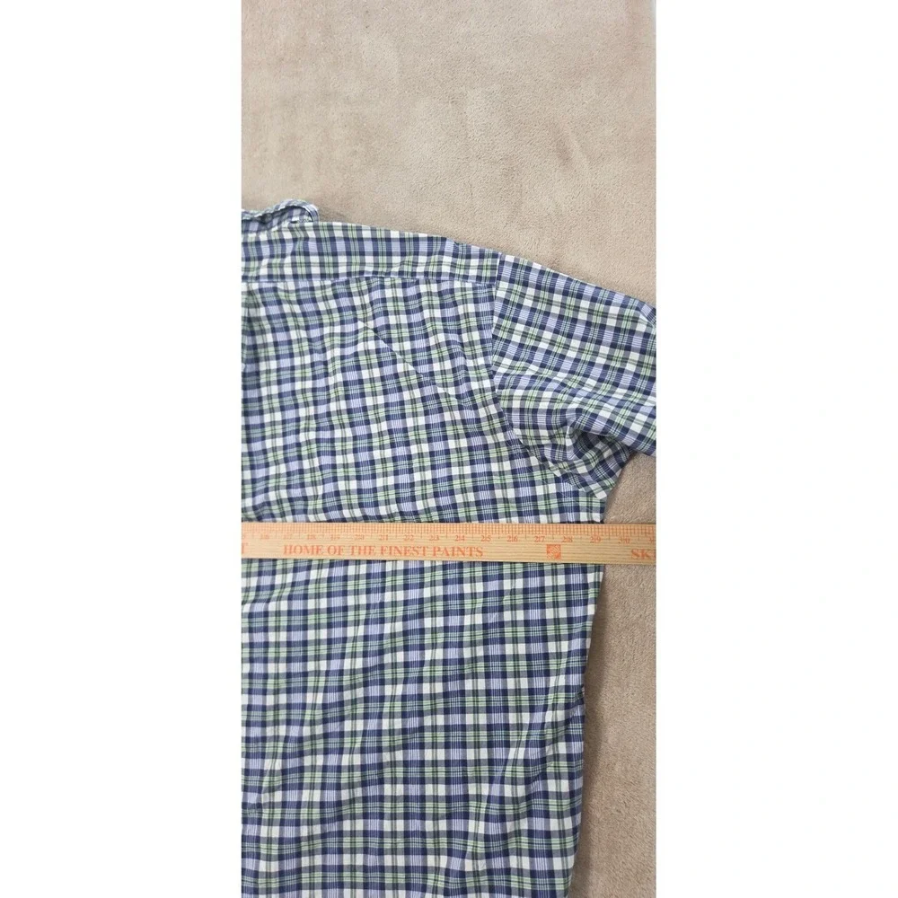 Vintage Polo Ralph Lauren Blake Polo Shirt Men 2XL Blue Plaid Pleated S/S EUC